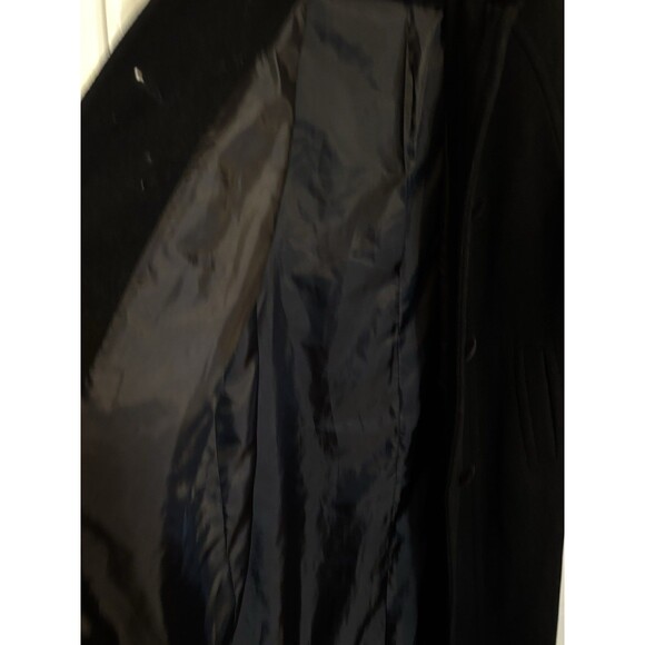 Vtg Halston Long Winter Coat Black Women's Made In Russia 100% Wool Size 8 Hood - Picture 8 of 10